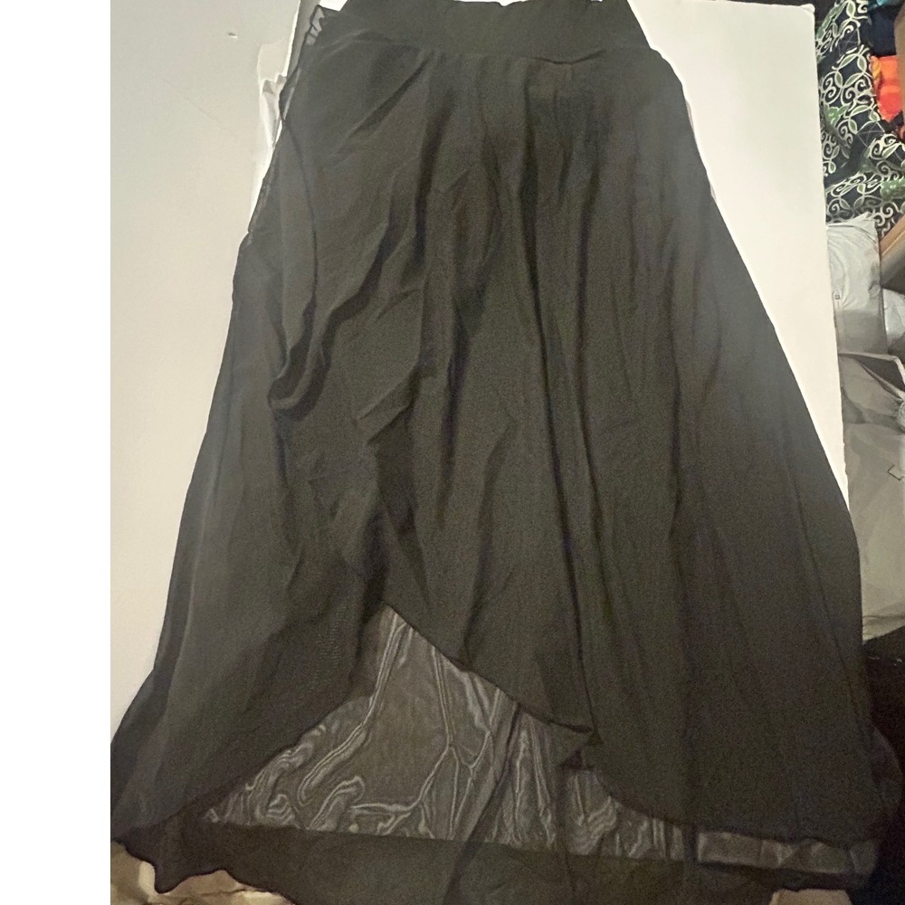 Halara Black High Low Mesh Contrast Maxi Skirt Medium Whimsygoth